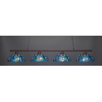 Oxford 4 Light Bar Shown In Bronze Finish With 16 Blue Mosaic Art Glass