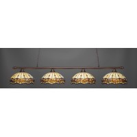 Oxford 4 Light Bar Shown In Bronze Finish With 16 Roman Jewel Art Glass