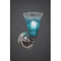 Wall Sconce Shown In Brushed Nickel Finish With 5.5 Teal Crystal Glass