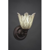 Wall Sconce Shown In Bronze Finish With 7 Vanilla Leaf Glass