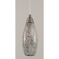 Cord Mini Pendant Shown In Brushed Nickel Finish With 5.5 Black Fusion Glass