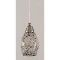 Cord Mini Pendant Shown In Brushed Nickel Finish With 5 Black Fusion Glass