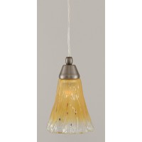 Cord Mini Pendant Shown In Brushed Nickel Finish With 5.5 Amber Crystal Glass