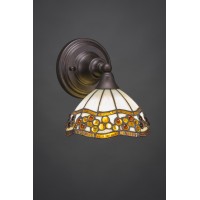 Wall Sconce Shown In Bronze Finish With 7 Roman Jewel Art Glass