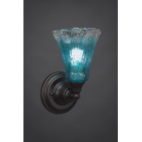 Wall Sconce Shown In Dark Granite Finish With 5.5 Teal Crystal Glass