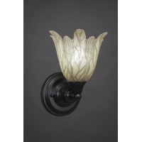 Wall Sconce Shown In Matte Black Finish With 7 Vanilla Leaf Glass