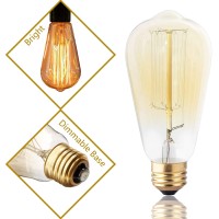 Dsyj For Edison Light Bulbs, Vintage 60 Watt Incandescent Light Bulbs E26 Base Dimmable Decorative Antique Filament Light Bulbs 252 Lumens, Ray Amber Warm 1 Pcs