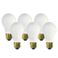 Cec Industries Ts60 A19 Frosted Incandescent Replacement Edison Light Bulb, Silicone-Coated, 130V, 60W, E26 Medium Screw Base, Soft White (6-Pack)