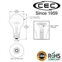 Cec Industries Ts60 A19 Frosted Incandescent Replacement Edison Light Bulb, Silicone-Coated, 130V, 60W, E26 Medium Screw Base, Soft White (6-Pack)