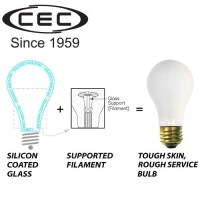 Cec Industries Ts60 A19 Frosted Incandescent Replacement Edison Light Bulb, Silicone-Coated, 130V, 60W, E26 Medium Screw Base, Soft White (6-Pack)