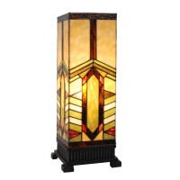 River Of Goods - Stone Mountain Stained Glass Table Lamp - 1725A H - Table Lamp For Bedroom - Bedside Hurricane Lamp - Desk Lamps For Home Office - Tiffany Style