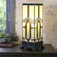 River Of Goods - Stone Mountain Stained Glass Table Lamp - 1725A H - Table Lamp For Bedroom - Bedside Hurricane Lamp - Desk Lamps For Home Office - Tiffany Style