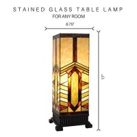 River Of Goods - Stone Mountain Stained Glass Table Lamp - 1725A H - Table Lamp For Bedroom - Bedside Hurricane Lamp - Desk Lamps For Home Office - Tiffany Style