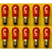 Cec Industries #6S6Cr/120V (Red) Bulbs, 120 V, 6 W, E12 Base, S-6 Shape (Box Of 10)