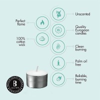 Bolsius Tea Lights Candles - Pack Of 90 White Unscented Candle Lights With 8 Hour Burning Time - Tea Candles For Wedding, Home, Parties, And Special Occasions