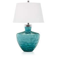 Pacific Coast Lighting Aqua Cascade Dimpled Glass Table Lamp In Turquoise