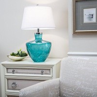 Pacific Coast Lighting Aqua Cascade Dimpled Glass Table Lamp In Turquoise