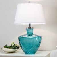 Pacific Coast Lighting Aqua Cascade Dimpled Glass Table Lamp In Turquoise