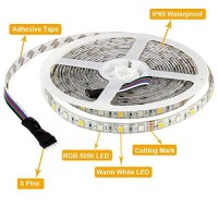 Supernight Rgbww Led Strip Light Ip65 Waterproof Rgb Color Changing Rope Lighting With Warm White 3500K Color 16.4Ft 300Leds 5050 Tape Light (Rgb + Warm White)