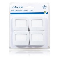 Maxxima Mini Green Always On Led Night Light, Pack Of 4, Ideal For Bedrooms, Bathroom, Kitchens, Kids Nursery, Hallways, Stairs