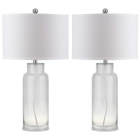 Safavieh Lighting Collection Glass Bottle Clear 30Inch Bedroom Living Room Home Office Desk Nightstand Table Lamp Set Of 2 Led