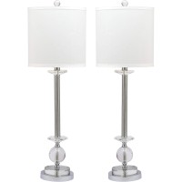 Safavieh Lighting Collection Marla Modern Crystal Candlestick 31-Inch Bedroom Living Room Home Office Desk Nightstand Table Lamp Set Of 2 (Led Bulbs Included)