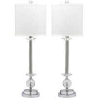 Safavieh Lighting Collection Marla Modern Crystal Candlestick 31-Inch Bedroom Living Room Home Office Desk Nightstand Table Lamp Set Of 2 (Led Bulbs Included)