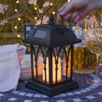 Outdoor Garden Candle Lantern - Solar Powered - Flickering Effect - Amber Led - 10.6