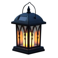 Outdoor Garden Candle Lantern - Solar Powered - Flickering Effect - Amber Led - 10.6