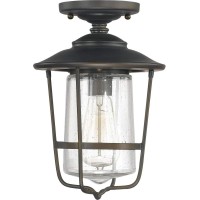 Capital Lighting 9607Ob Creekside Seeded Glass Outdoor Semi Flush Ceiling Light Fixture, 1-Light 100 Watt, 12