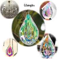 H&D Colorful Lamp Prisms Parts Loquat Shape Chandelier Glass Crystals Hanging Drops Pendants 76Mm