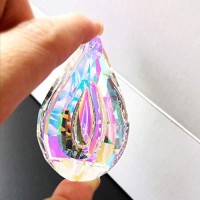 H&D Colorful Lamp Prisms Parts Loquat Shape Chandelier Glass Crystals Hanging Drops Pendants 76Mm