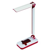 Black And Decker Office Led3Fold-Whtred Pureoptics Verve 5W Flicker-Free Natural Daylight Led Desk Lamp With Usb Charging Port, Phone Stand, 2 Dimming Levels (267 Lumens), 16