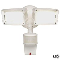 Defiant 180-Degree White Motion Activated Sensor Twin-Head Outdoor Integrated Led Security Flood Light With Doppler Radar