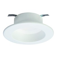 Rl 4 In. White Integrated Led Recessed Ceiling Light Fixture Retrofit Baffle Trim With 90 Cri, 3000K Soft White