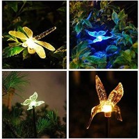 Solar Garden Lights - 3 Pack Solar Stake Light, Color Changing Solar Powered Decorative Landscape Lighting Hummingbird Butterfly Dragonfly For Outdoor Path, Yard, Lawn, Lawn, Halloween, Christmas