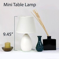 Simple Designs Lt2009-Off-2Pk Mini Egg Oval Ceramic Table Desk Lamp 2 Pack Set, Off White