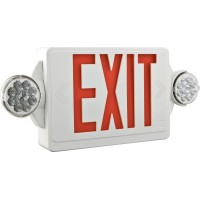 Lithonia Lighting Lhqm Led R M6 Quantum White Led Exit And Emergency Light Combo With Red Letters, 180 Lumens, 120 Volts, 4 Watts,