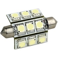 LUNASEA COOL WHITE LED BULB 42MM FESTOON 9 LED 1030V DC