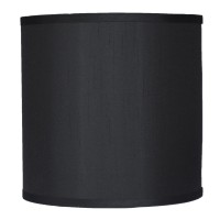 Urbanest Faux Silk Drum Lampshade, 10-Inch By 10-Inch By 10-Inch, Black, Spider Fitter