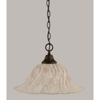 Chain Hung Pendant Shown In Bronze Finish With 17 Italian Ice Glass