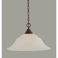 Chain Hung Pendant Shown In Bronze Finish With 20 White Marble Glass