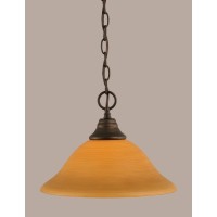 Chain Hung Pendant Shown In Bronze Finish With 12 Cayenne Linen Glass