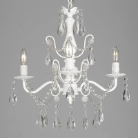 Wrought Iron And Crystal 4 Light White Chandelier H 14