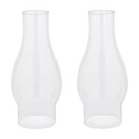 Ciata Oil Lamp, Glass, Victorian Hurricane Chimney Lamp Globe Replacement, 8-1/2 Inch Handblown Clear Glass Chimney Lamp Shade With 3 Inch Fitter And 4 Inch Bulge - 2 Pack