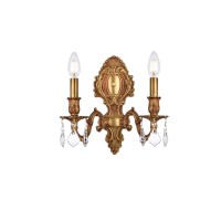 Elegant lighting 9602w10fg monarch 2light crystal wall sconce finished in French gold with clear crystals elegant lighting 9602w10fg features base finish French gold with clear crystal choose from royal cut elegant cut Swarovski Spectra or Swarovski eleme