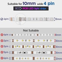 20 Pcs 4 Pin Rgb Led Light Strip Connectors Jackyled Pbc 10Mm Wide Strip To Strip Led Adapter Gapless Solderless Clip Connectors For Smd 5050 Multicolor Led Strips (White)