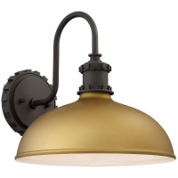 Minka Lavery Outdoor Wall Light 71251-663 Escudilla Exterior Wall Lantern, 1-Light 100 Watts, Painted Honey Gold