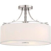 Minka Lavery Semi Flush Mount Ceiling Light 3307-84 Poleis Lighting Fixture, 3-Light 180 Watts, Brushed Nickel