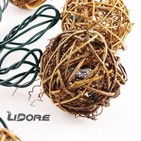 Lidore 10 Counts Natural Rattan Balls String Light. Warm White Light For Patio, Wedding, Garden And Party Brown Rattan And Green Cord (Rattan)